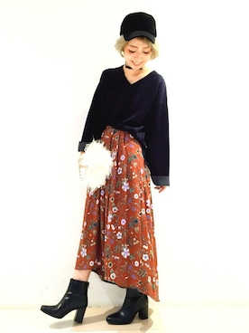 「HARE（ハレ）のアイテム（キャップ）」を使った、HIROSE/HAREさん（レディース・157cm）の秋コーディネート