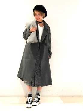 「アイテム（ピアス（片耳用）、ホワイト系）」を使った、HIROSE/HAREさん（レディース・157cm）の秋コーディネート