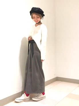 「Ray BEAMS（レイビームス）のアイテム（帽子）」を使った、HIROSE/HAREさん（レディース・157cm）の秋コーディネート