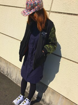 「アイテム（MA-1）」を使った、ひかるさん（レディース・165cm・20代）の春コーディネート