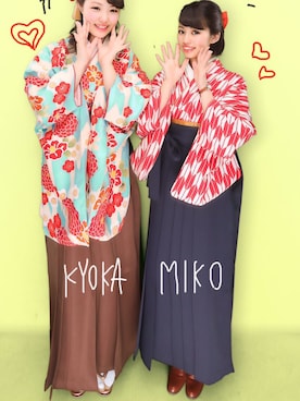 「ハーフアップ」｜「アイテム（浴衣）」を使った、Mikoさん（レディース・150cm）の春コーディネート