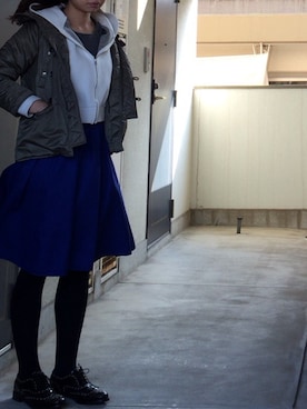 「beautiful people」｜「アイテム（ミリタリージャケット）」を使った、boopさん（レディース・156cm）の冬コーディネート