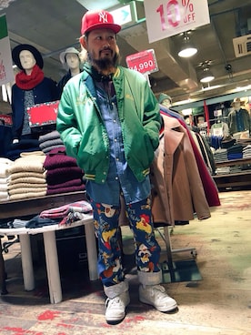 「NEWERA」｜「アイテム（オールインワン・サロペット）」を使った、SHUHEI@DOIT君さん（メンズ・170cm）の冬コーディネート