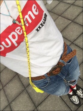 「古着のアイテム（Tシャツ/カットソー、ホワイト系）」を使った、GBさん（レディース・160cm）の夏コーディネート