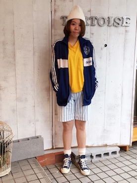 「Jackman（ジャックマン）のアイテム」を使った、あすまるさん（レディース・157cm）の春コーディネート