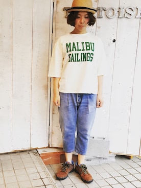 「YOUSED（ユーズド）のアイテム」を使った、あすまるさん（レディース・157cm）の春コーディネート