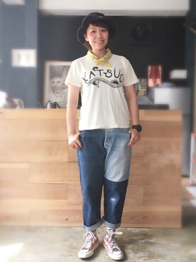 「melple（メイプル）のアイテム」を使った、あすまるさん（レディース・157cm）の夏コーディネート