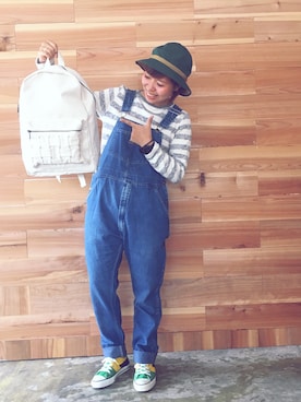 「アイテム（サロペット/オーバーオール）」を使った、あすまるさん（レディース・157cm・20代）の夏コーディネート