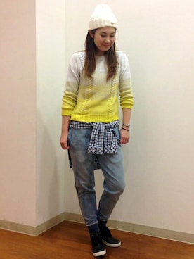 「スウェット×シャツ」｜ikka KASHIWA STAFFさん（レディース・170cm）の冬コーディネート