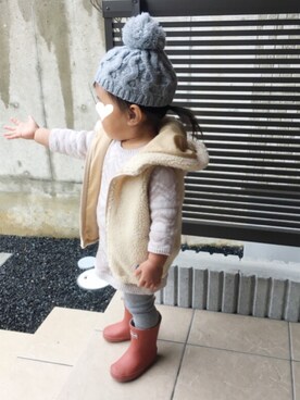 「長靴」｜「アイテム（その他アウター）」を使った、oshamaさん（キッズ・80cm）の秋コーディネート