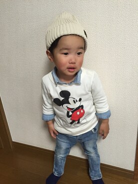 「abcd（ナシ）のアイテム（スウェット）」を使った、joeさん（キッズ・90cm）の冬コーディネート