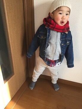 「ご近所コーデ」｜「アイテム（その他アウター）」を使った、joeさん（キッズ・90cm）の冬コーディネート