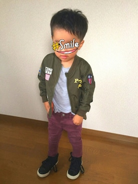 「babygap」｜「アイテム（ミリタリージャケット）」を使った、joeさん（キッズ・90cm）の秋コーディネート