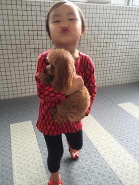 「marimekko（マリメッコ）のGirls June / KAMPSUT 2（ワンピース、レッド系）」を使った、mikixhanaさん（キッズ・100cm）の秋コーディネート