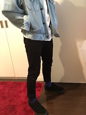 「KENZO（ケンゾー）のアイテム（デニムジャケット、ブルー系）」を使った、石川五右衛門さん（メンズ・167cm）の秋コーディネート