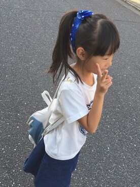 「アイテム（ヘアアクセサリー、ブルー系）」を使った、kimさん（レディース・156cm）の秋コーディネート