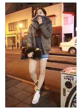 「AS KNOW AS plus（アズノゥアズプラス）のアイテム（その他アウター）」を使った、mokachinさん（レディース・158cm）の秋コーディネート
