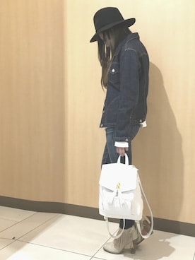 「MERCURYDUO（マーキュリーデュオ）のアイテム（ブーティ）」を使った、mokachinさん（レディース・158cm）の春コーディネート