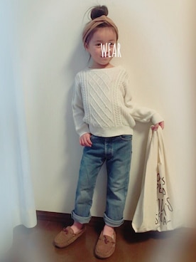 「Right-on KIDS（ライトオンキッズ）のアイテム（ニット/セーター）」を使った、△▼△▼△さん（キッズ・110cm）の冬コーディネート