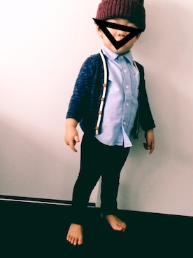 「Bleu Bleuet（ブルーブルーエ）のアイテム（帽子）」を使った、chiiiikenさん（キッズ・90cm）の春コーディネート
