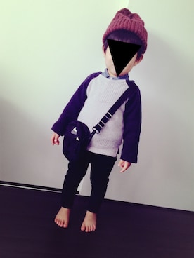 「Bleu Bleuet（ブルーブルーエ）のアイテム（帽子）」を使った、chiiiikenさん（キッズ・90cm）の春コーディネート