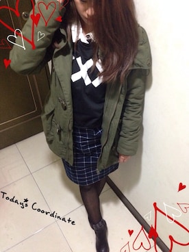 「PAZZO」｜「アイテム（その他アウター）」を使った、Aya Kuo さん（レディース・155cm）の冬コーディネート