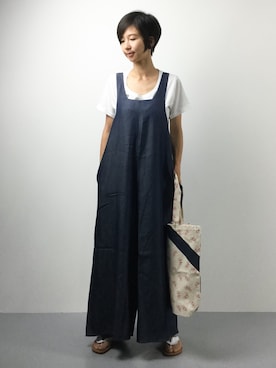 「おとなコーデ」｜「アイテム（つなぎ/オールインワン）」を使った、motoko yamamotoさん（レディース・163cm）の夏コーディネート