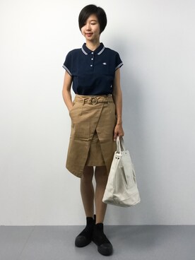 motoko yamamotoさんの「Championロゴ刺繍ポロシャツ」を使ったコーディネート