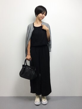 「おとなコーデ」｜「アイテム（つなぎ/オールインワン）」を使った、motoko yamamotoさん（レディース・163cm）の夏コーディネート