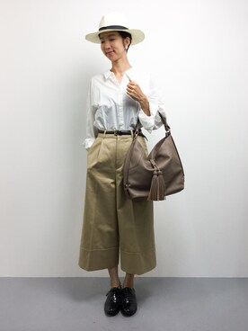 motoko yamamotoさんの「60ローンコットンビッグシャツ」を使ったコーディネート