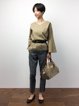 「ナチュラルスタイル」｜「アイテム（ボストンバッグ）」を使った、motoko yamamotoさん（レディース・163cm）の夏コーディネート