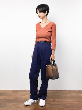 「Marilyn Moon（マリリンムーン）のアイテム（ニット/セーター）」を使った、motoko yamamotoさん（レディース・163cm）の秋コーディネート