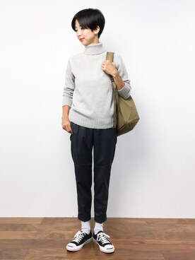 motoko yamamotoさんの「【Morris & Sons】ジーロンラムタートルネックセーター　WOMEN」を使ったコーディネート