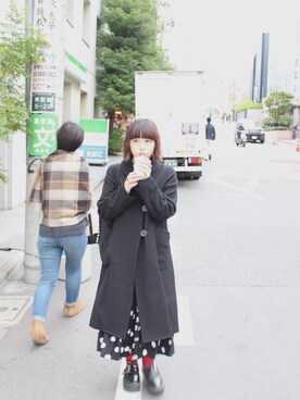 「tricot COMME des GARCONS（トリココムデギャルソン）のアイテム（その他アウター）」を使った、유 uka さん（レディース・160cm）の冬コーディネート
