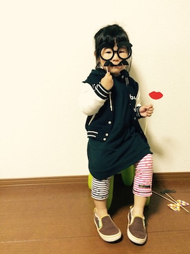 「COMME CA ISM（コムサイズム）のアイテム（スタジャン）」を使った、MARU☻さん（キッズ・100cm）の秋コーディネート