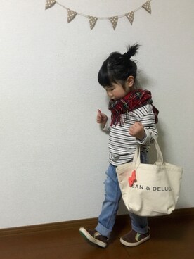「アイテム（トートバッグ）」を使った、MARU☻さん（キッズ・100cm）の冬コーディネート