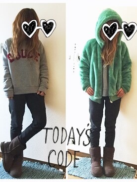 「Rodeo Crowns（ロデオクラウンズ）のアイテム（ムートンコート）」を使った、ゆずさん（レディース・155cm）の冬コーディネート