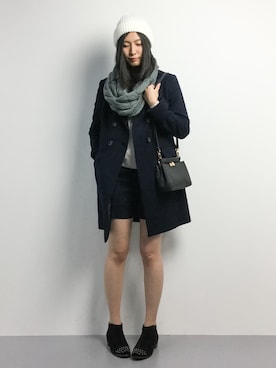 「ADAM ET ROPE'（アダムエロペ）のアイテム（チェスターコート）」を使った、矢野結衣さん（レディース・166cm）の冬コーディネート