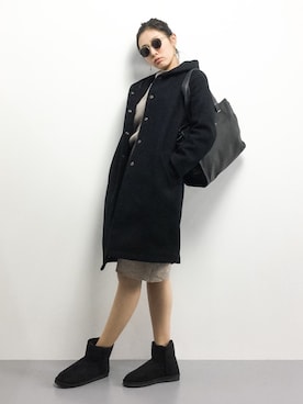 「Khaju（カージュ）のアイテム（その他アウター）」を使った、矢野結衣さん（レディース・166cm）の冬コーディネート