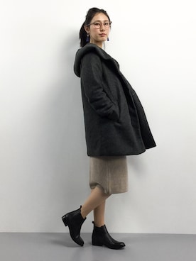 「Lugnoncure（ルノンキュール）のアイテム（その他アウター）」を使った、矢野結衣さん（レディース・166cm）の冬コーディネート