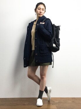 「ペタンコ靴」｜「アイテム（その他アウター）」を使った、矢野結衣さん（レディース・166cm）の冬コーディネート