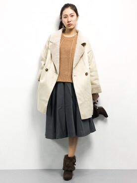 「アイテム（ムートンコート）」を使った、矢野結衣さん（レディース・166cm・20代）の冬コーディネート