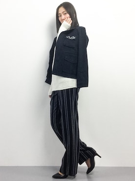 「前髪アレンジ」｜矢野結衣さん（レディース・166cm）の冬コーディネート