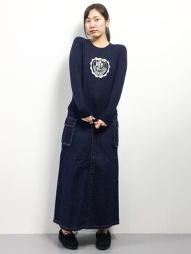 「Factor=（ファクターイコール）のアイテム（スカート）」を使った、矢野結衣さん（レディース・166cm）の冬コーディネート