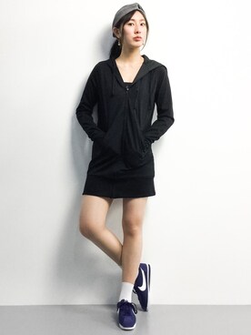 「PEACH JOHN（ピーチジョン）のアイテム」を使った、矢野結衣さん（レディース・166cm）の冬コーディネート