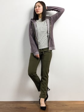 「前髪アレンジ」｜矢野結衣さん（レディース・166cm）の冬コーディネート