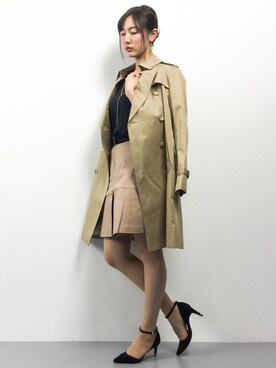 「green label relaxing（グリーンレーベルリラクシング）のアイテム（トレンチコート）」を使った、矢野結衣さん（レディース・166cm）の冬コーディネート