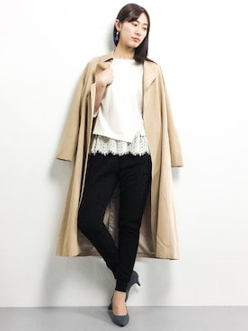 「green label relaxing（グリーンレーベルリラクシング）のアイテム（トレンチコート）」を使った、矢野結衣さん（レディース・166cm）の冬コーディネート