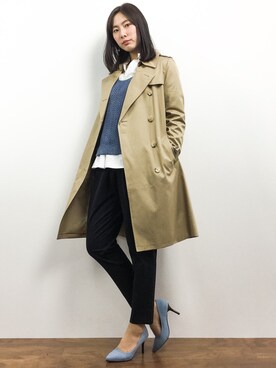 「green label relaxing（グリーンレーベルリラクシング）のアイテム（トレンチコート）」を使った、矢野結衣さん（レディース・166cm）の冬コーディネート