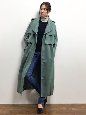 「Ameri（アメリ）のアイテム（トレンチコート）」を使った、矢野結衣さん（レディース・166cm）の冬コーディネート